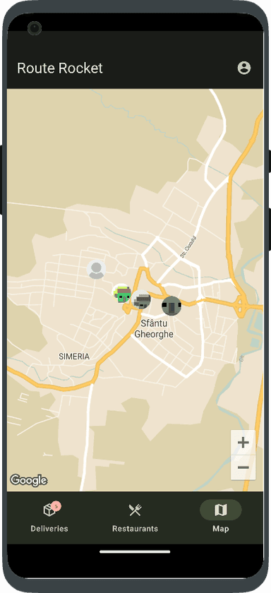 Map view of all couriers