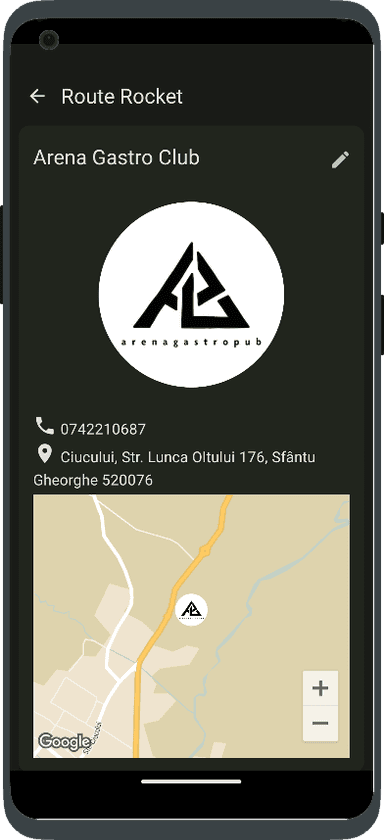 Example of a restaurant details screen